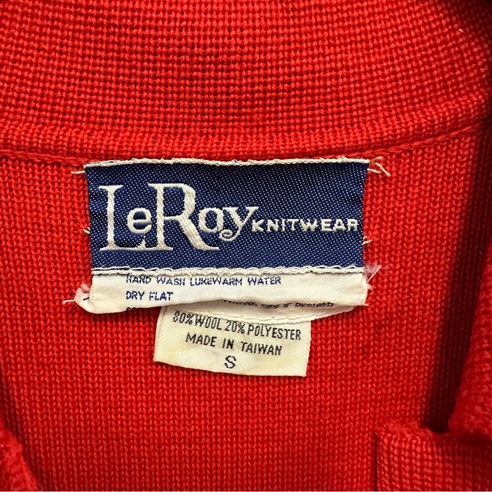 Vintage Wool Blend LeRoy Red-Orange Button-Up Cardigan - Picture 4 of 8